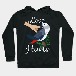 Love Hurts African Grey Parrot Biting Funny Hoodie